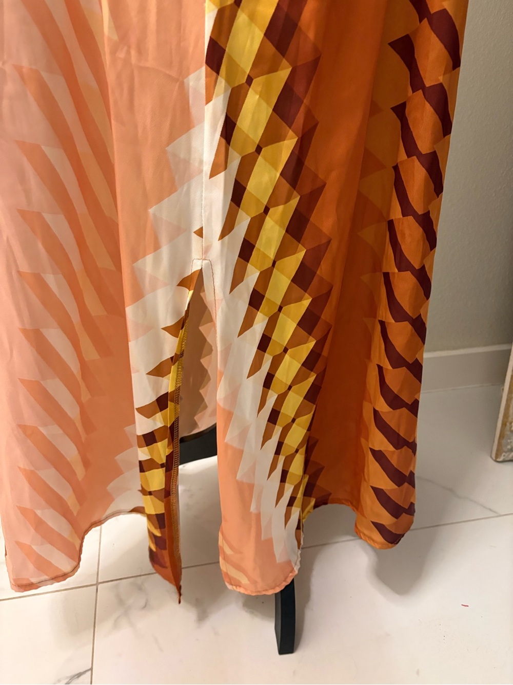 Venti6 Orange Geometric Maxi Slip Dress Size S - Picture 5 of 9